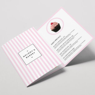 Retro Pink Candy Stripes Bakery Catering Brochure
