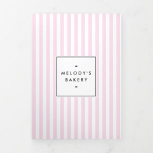 Retro Pink Candy Stripes Bakery Catering Brochure