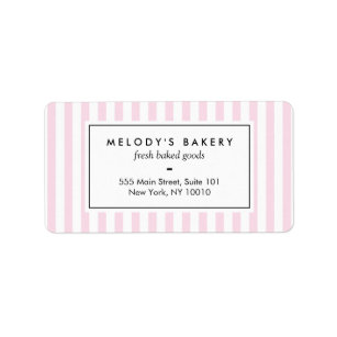 Retro Pink Candy Stripes Bakery Label