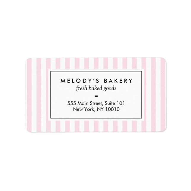 Retro Pink Candy Stripes Bakery Label (Front)