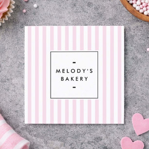 Retro Pink Candy Stripes Bakery Square Business Card
