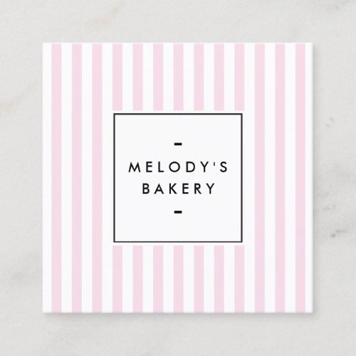 Retro Pink Candy Stripes Bakery Square Business Card
