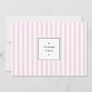 Retro Pink Candy Stripes Thank You Note Card