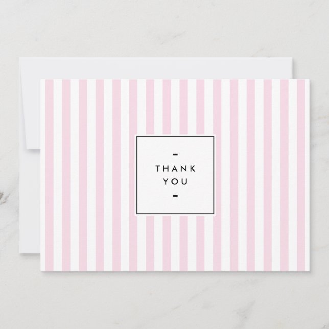 Retro Pink Candy Stripes Thank You Note Card (Front)