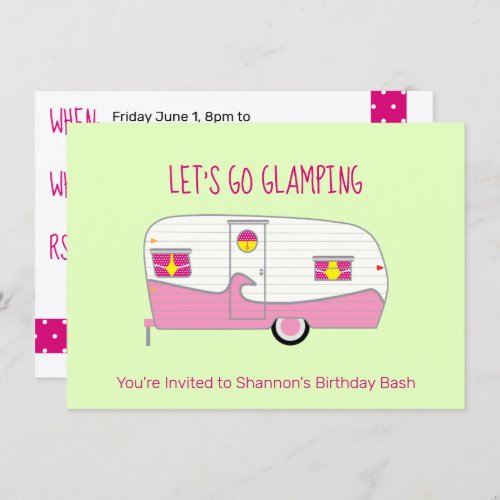 Retro Pink Canned Ham Can Trailer Glamping Invitation