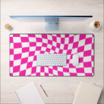 Retro Pink Checked Warped Checkered  Desk Mat<br><div class="desc">Retro psychedelic modern checkered Pink desk mat</div>