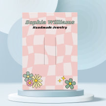 Retro Pink Checker hairpin accessory Display Card