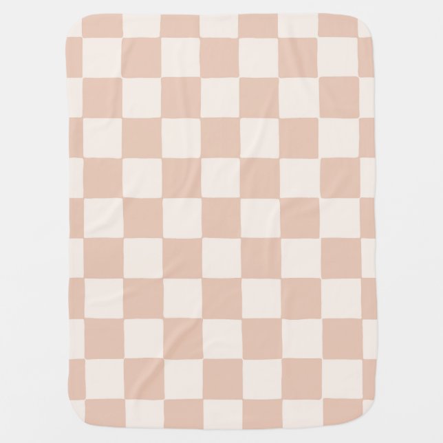 Retro Pink Checkerboard New Baby Girl Baby Blanket (Front)