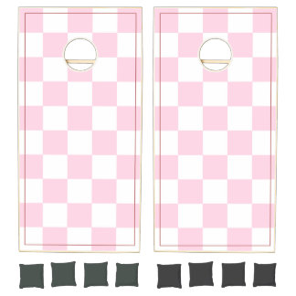 Retro Pink Checkered Cornhole Set