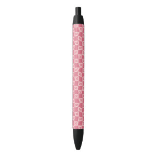 Retro Pink Checkered Floral Pattern Pen