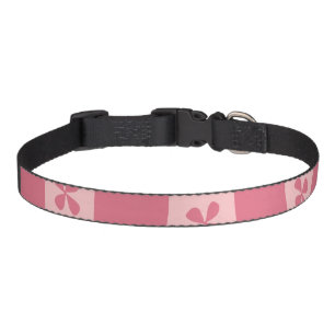 Retro Pink Checkered Floral Pattern Pet Collar