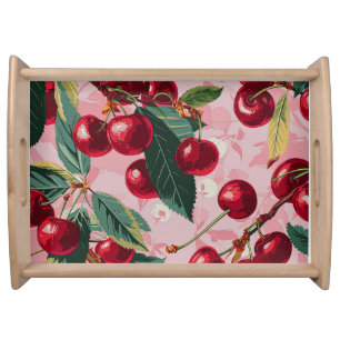 Retro Pink Cherry Delight Serving Tray
