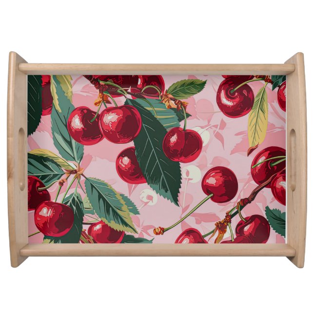 Retro Pink Cherry Delight  Serving Tray (Front)