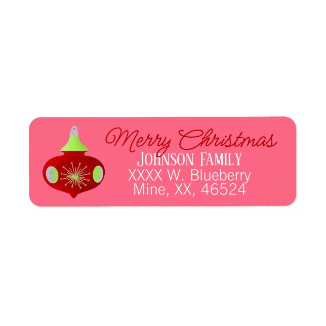 Retro Pink Christmas Label (Front)