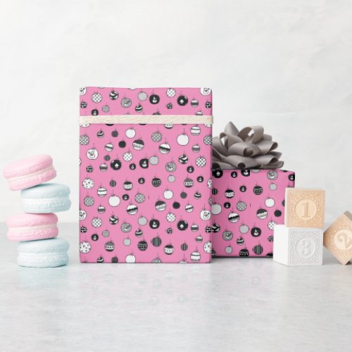 Retro Pink Christmas Wrapping Paper