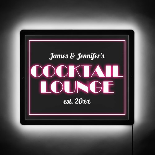 Retro Pink Cocktail Lounge LED Sign