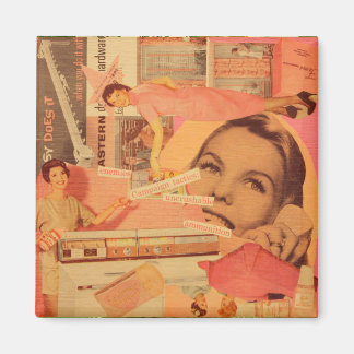 Retro pink collage magnet