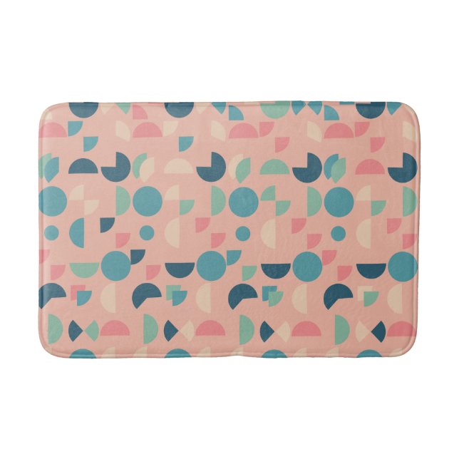 Retro Pink Colorful Modern Geometric Tribal Bath Mat (Front)