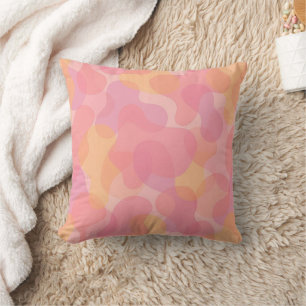 Retro Pink Colors Amorphous Shapes Art Pattern Throw Pillow