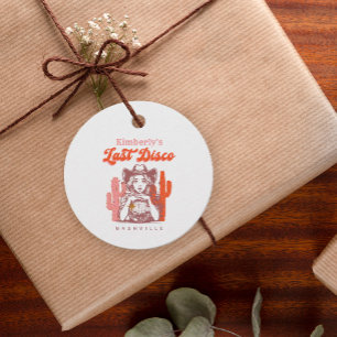 Retro Pink Cowgirl Last Disco Bachelorette Party  Favor Tags