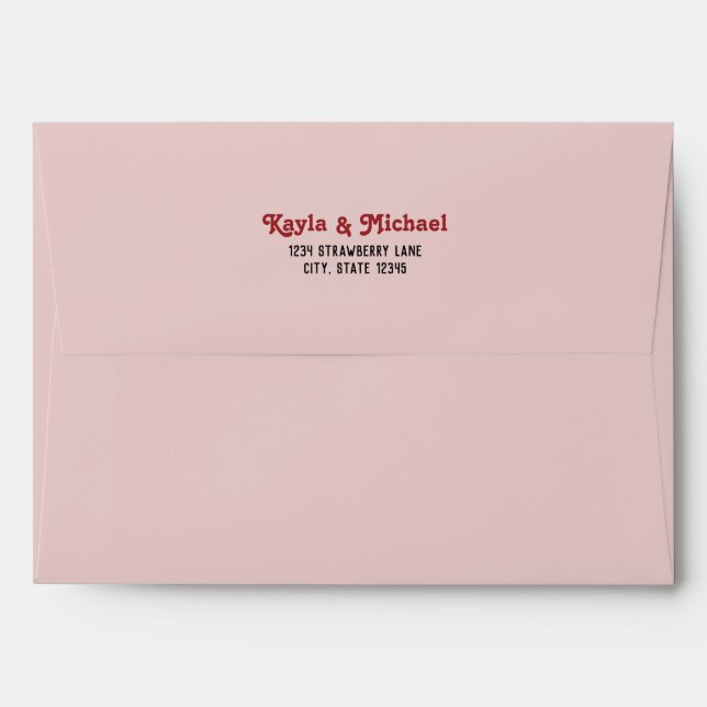 Retro Pink & Cream Wedding Envelope (Back (Top Flap))