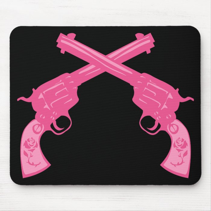 Retro Pink Crossed Pistols Mouse Pads