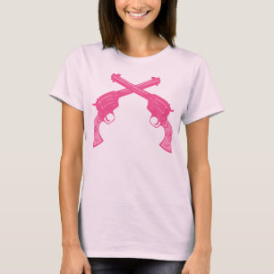 Retro Pink Crossed Pistols T-Shirt