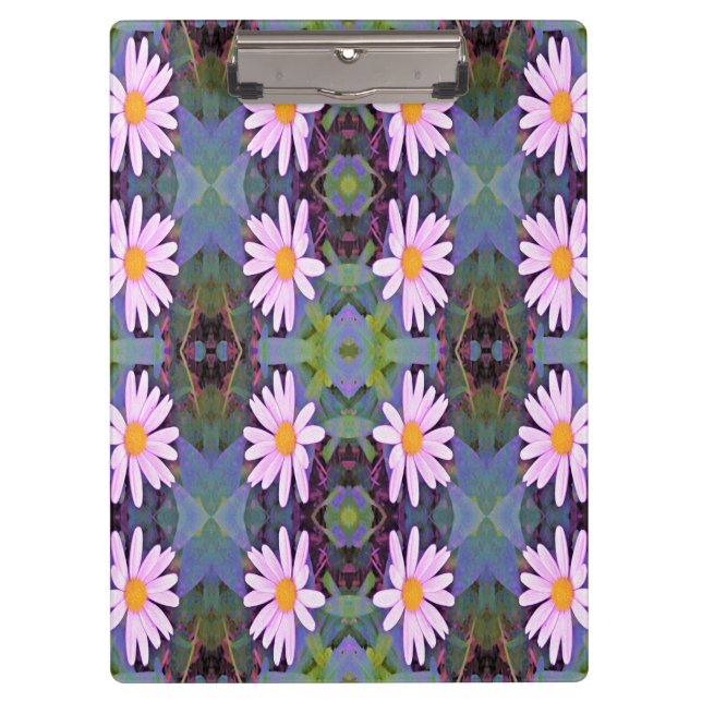 Retro Pink Daisy Flower Pattern Clipboard (Front)