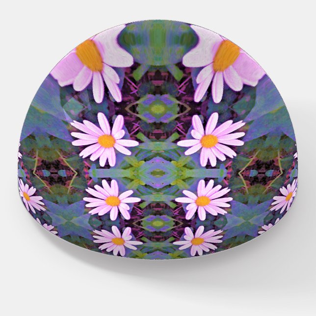 Retro Pink Daisy Flower Pattern Paperweight (Angled)