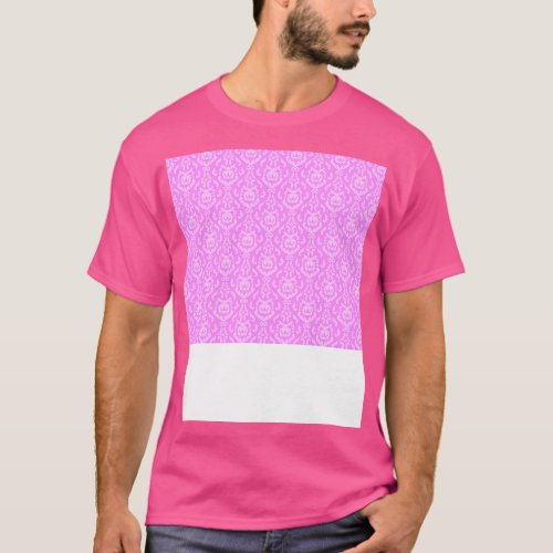 Retro Pink Damask Pattern T_Shirt