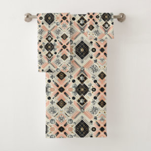 Retro Pink Diamond Mid Century Modern Towel Set