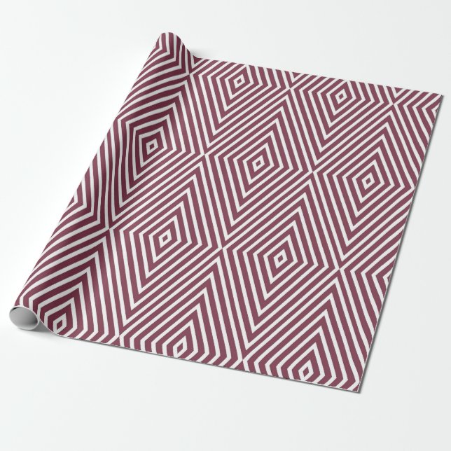 Retro Pink Diamond Pattern Wrapping Paper (Unrolled)