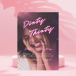 Retro Pink Dirty Thirty Photo 30th Birthday Party Invitation<br><div class="desc">Have fun at your 30th Birthday party with this cool invitation,  featuring retro overlay,  stylish text in pink and white and your custom photo and text. Easily add your own details by clicking on the "personalize" option.</div>