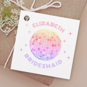 Retro Pink Disco Ball Bachelorette Weekend Party Favor Tags