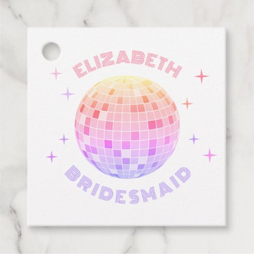 Retro Pink Disco Ball Bachelorette Weekend Party Favor Tags
