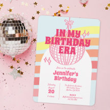 Retro Pink Disco Ball In My Birthday Era Party