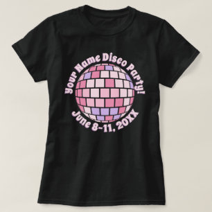 Retro Pink Disco Ball PERSONALIZED T-Shirt