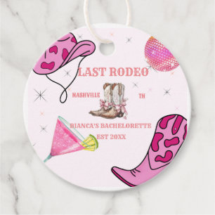 Retro Pink Disco Cowgirl Western Bachelorette Favor Tags