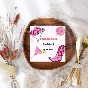 Retro Pink Disco Cowgirl Western Bachelorette Napkins