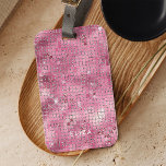 Retro Pink Disco Mirror | Monogram Luggage Tag<br><div class="desc">This modern luggage tag features a glam,  darker pink disco mirror ball look for a retro inspired style that will catch their eye! Add your name,  initials,  or monogram.</div>