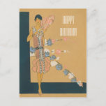 Retro Pink Fashion and Feathers Postcard