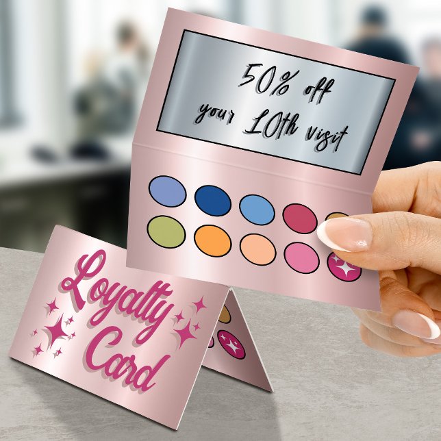 Retro pink faux eyeshadow palette loyalty card (Creator Uploaded)