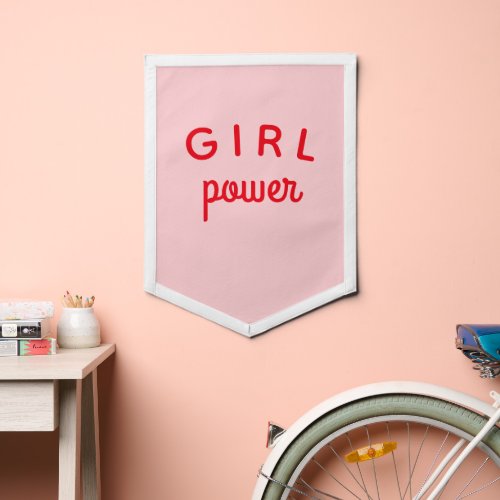 Retro Pink Feminist Girl Power Nursery Kids Room  Pennant