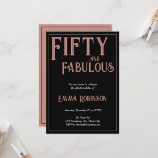 Retro Pink "Fifty and Fabulous" 50th Birthday Invitation