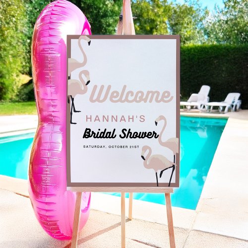 Retro Pink Flamingo Bridal Shower Welcome Sign