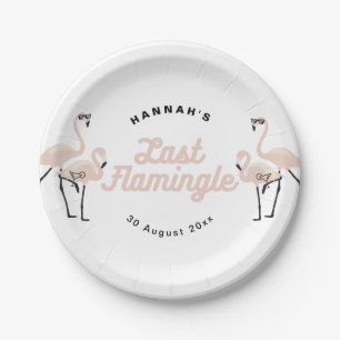 Retro Pink Flamingo Last Flamingle Bridal Shower Paper Plates