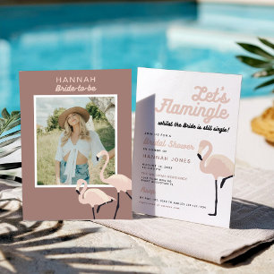Retro Pink Flamingo Lets Flamingle Bridal Shower Invitation