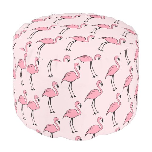 Retro Pink Flamingo Pillow Pouf Ottoman Seat