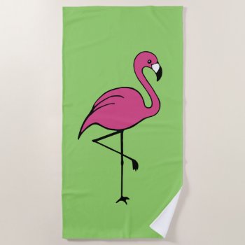 Retro Pink Flamingo Pool Beach Towel Gift by suncookiez at Zazzle