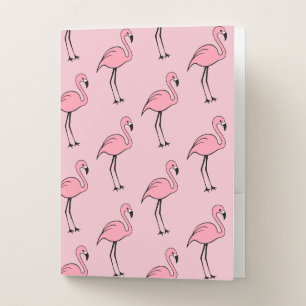 Retro Pink Flamingo School Class Folders